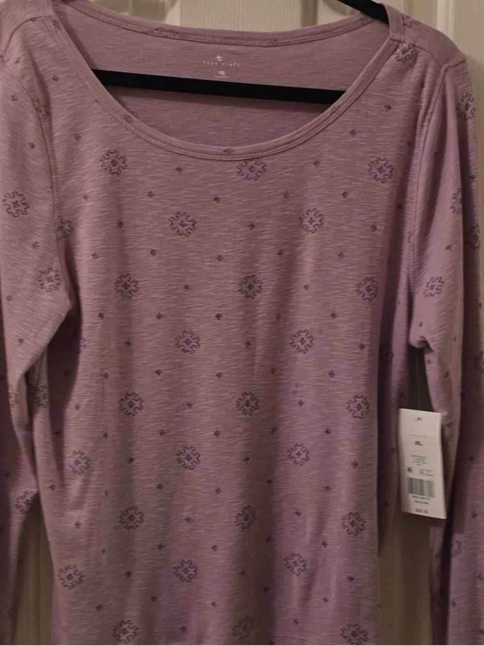 Light Purple Scoop Neck Long Sleeve Top